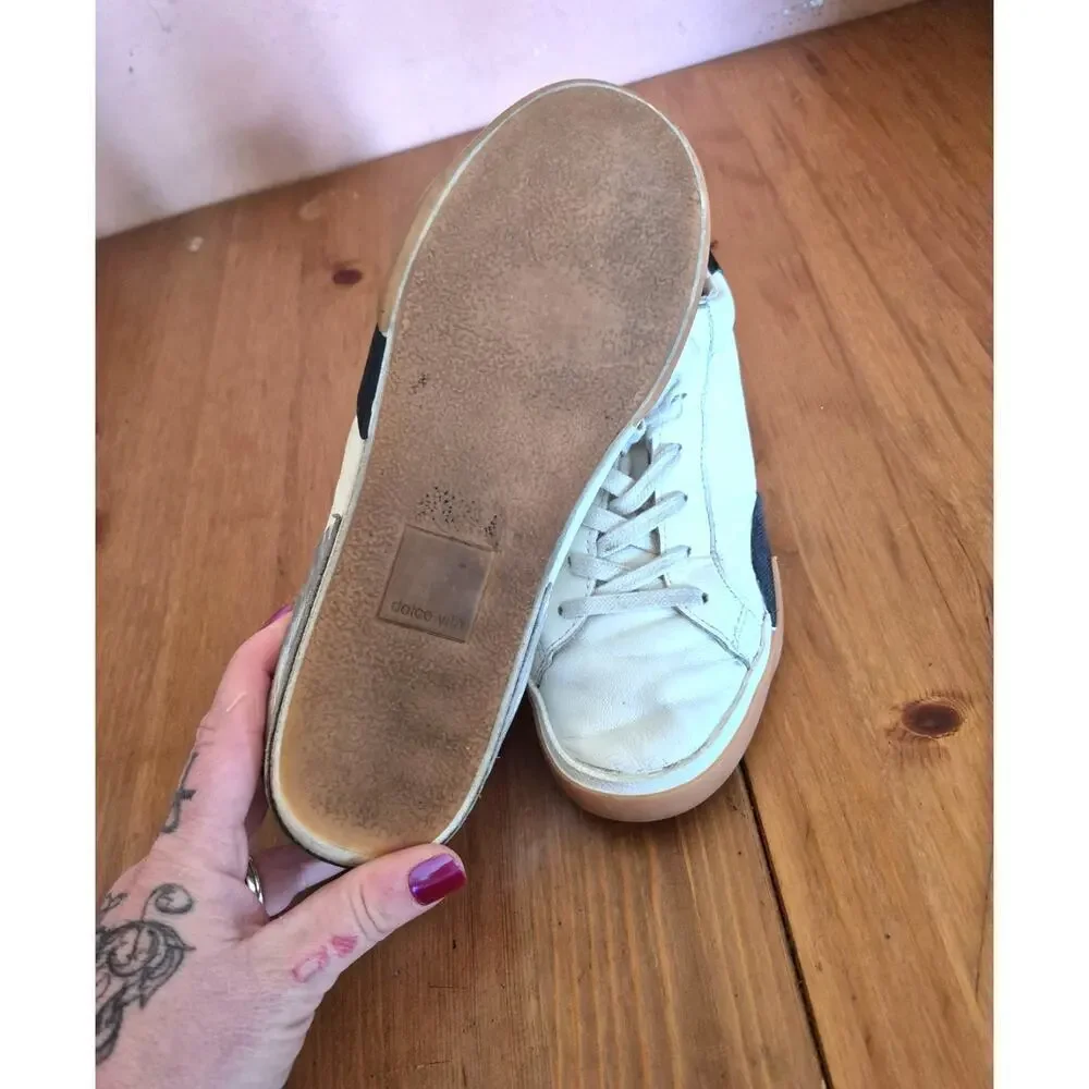 Dolce Vita Zina Plush Lace-up Everyday‎ Sneakers Womens size 7.5 White Leather